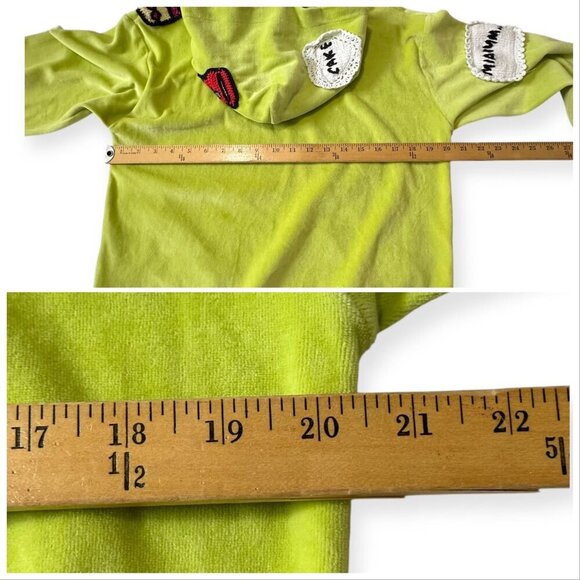 Michaela Buerger Light Green Velour Hoodie with Crochet Patches, Size  S - Picture 13 of 14